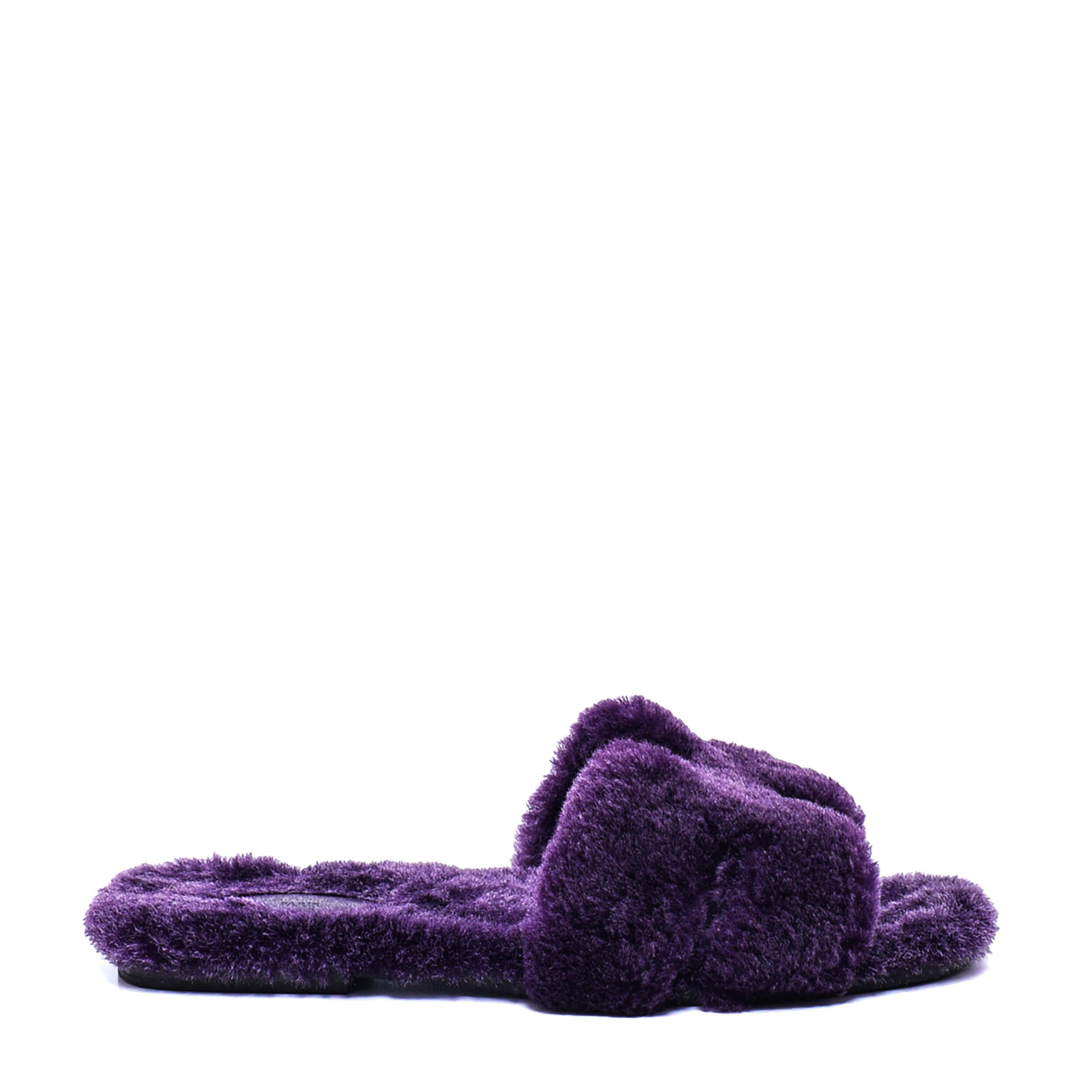 Hermes - Purple Fur Oran Sandals 